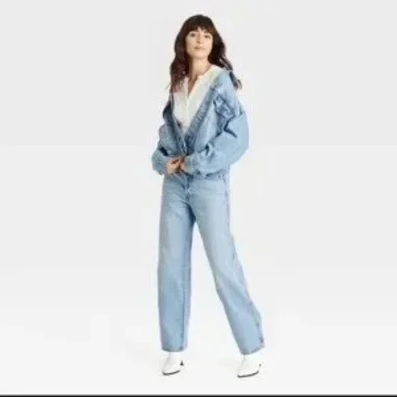 Universal Thread Studded Mid Rise 90s Baggy Jeans 16 Womens Light Wash Blue NEW - Picture 4 of 12